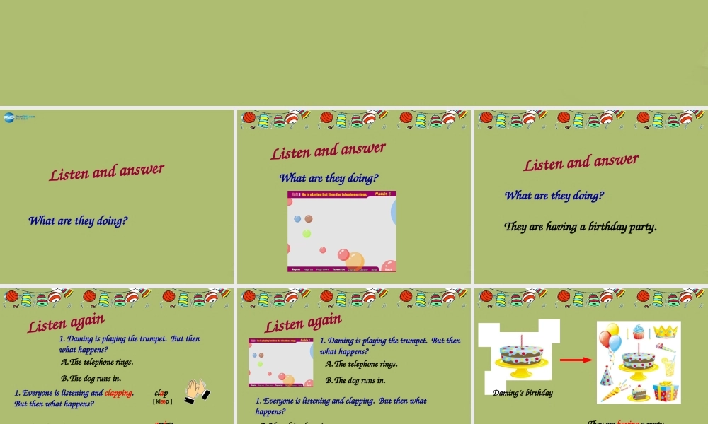 六年级英语下册 Module 5 Unit 1 He is playing but then the telephone rings课件1 外研版（一起）