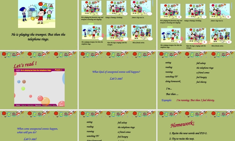 六年级英语下册 Module 5 Unit 1 He is playing but then the telephone rings课件1 外研版（一起）