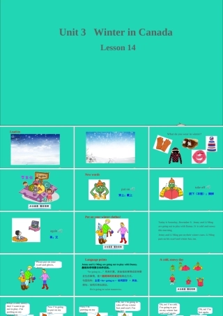 六年级英语上册 Unit 3 Winter in canada Lesson 14 Snow It's Winter课件+素材 冀教版（三起）