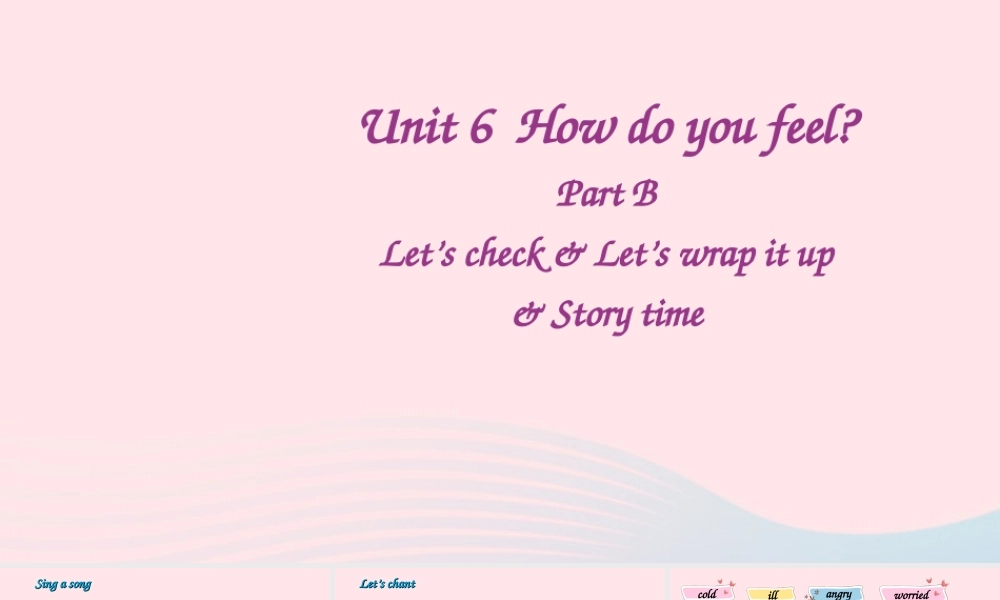 六年级英语上册 Unit 6 How do you feel Part B 第6课时上课课件+素材 人教PEP版