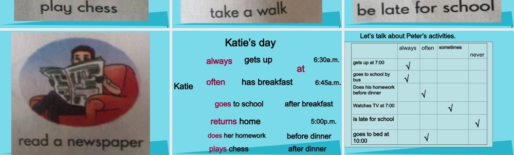 六年级英语上册 Unit 2 Katie always gets up early课件6 湘少版-湘少版小学六年级上册英语课件