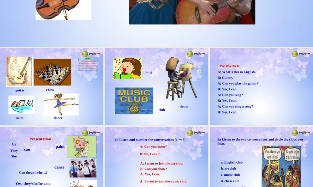 六年级英语下册 Unit 3 Can you play the guitar Section AB课件 鲁教版五四制