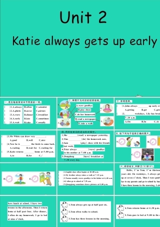 六年级英语上册 Unit 2 Katie always gets up early作业课件 湘少版-湘少版小学六年级上册英语课件