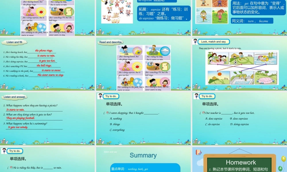 六年级英语下册 Module 5 Unit 2 He’s riding his bike，but it’s starting to rain课件 外研版（三起）-外研版小学六年级下册英语课件