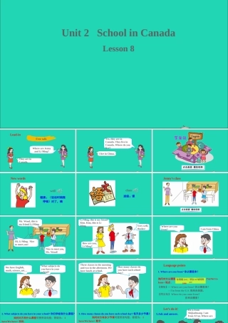 六年级英语上册 Unit 2 School in Canada Lesson 8 Li Ming Meets Jenny's class课件+素材 冀教版（三起）