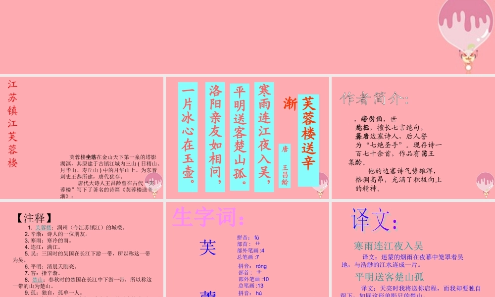 六年级语文上册 第17课 芙蓉楼送辛渐课件2 西师大版-西师大版小学六年级上册语文课件