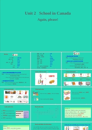 六年级英语上册 Unit 2 School in Canada（Again please）课件+素材 冀教版（三起）
