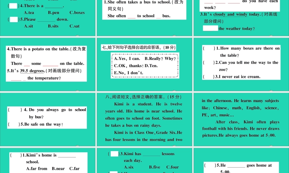 六年级英语上册 Unit 2 School in Canada测试课件+素材 冀教版（三起）