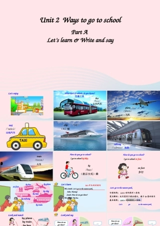 六年级英语上册 Unit 2 Ways to go to school Part A 第1课时备用课件+素材 人教PEP版