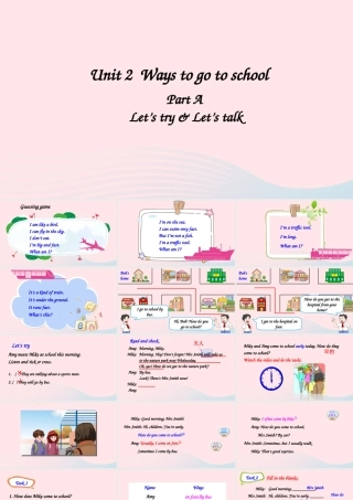 六年级英语上册 Unit 2 Ways to go to school Part A 第2课时备用课件+素材 人教PEP版