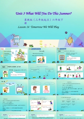 六年级英语下册 Unit 3 What Will You Do This Summer Lesson 14 Tomorrow We Will Play课件 冀教版（三起）-冀教版小学六年级下册英语课件