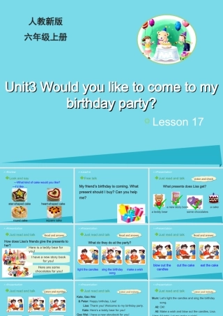 六年级英语上册 Unit 3 Would you like to come to my birthday party（Lesson 17）教学课件 人教精通版-人教版小学六年级上册英语课件