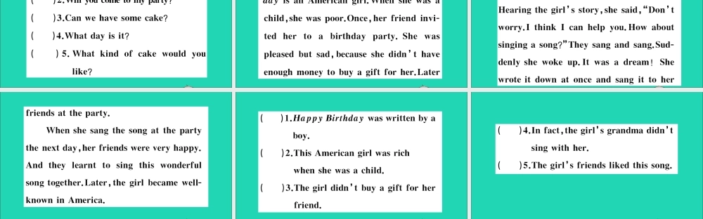 六年级英语上册 Unit 3 Would you like to come to my birthday party检测课件+素材 人教精通版（三起）