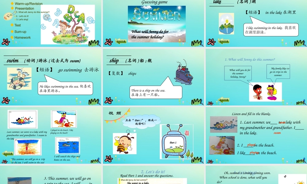 六年级英语下册 Unit 3 What Will You Do This Summer Lesson 15 Jenny’s Summer Holiday课件 冀教版（三起）-冀教版小学六年级下册英语课件