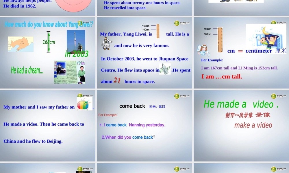 六年级英语下册 Module 7 Unit 2 He spent about twenty-one hours in space课件（2） 外研版（三起）