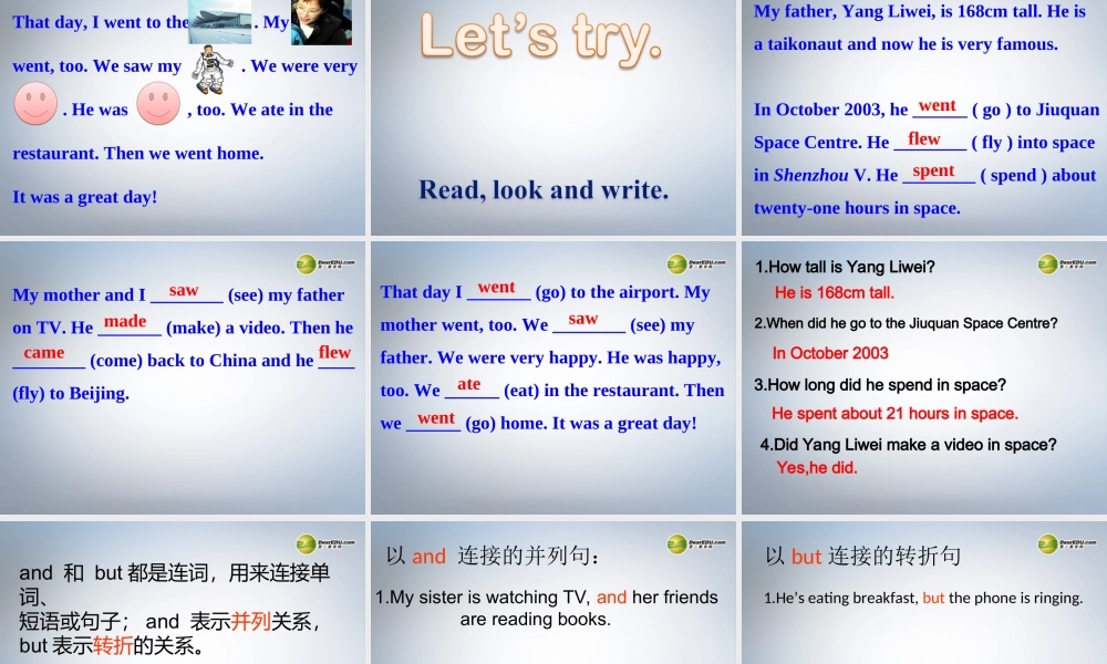 六年级英语下册 Module 7 Unit 2 He spent about twenty-one hours in space课件（2） 外研版（三起）