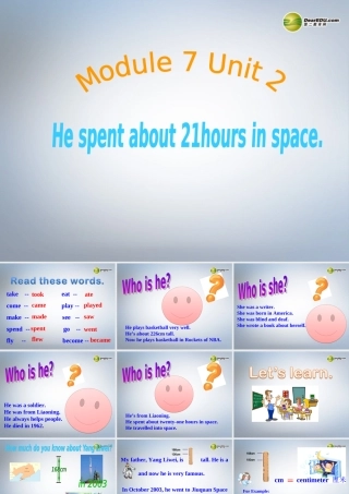 六年级英语下册 Module 7 Unit 2 He spent about twenty-one hours in space课件（2） 外研版（三起）
