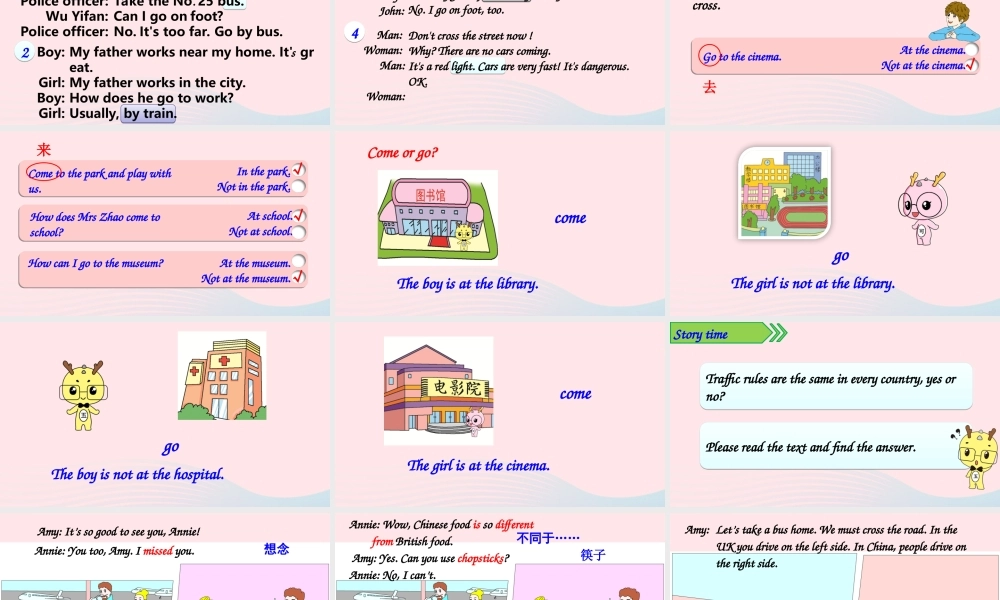 六年级英语上册 Unit 2 Ways to go to school Part B 第4课时备用课件+素材 人教PEP版