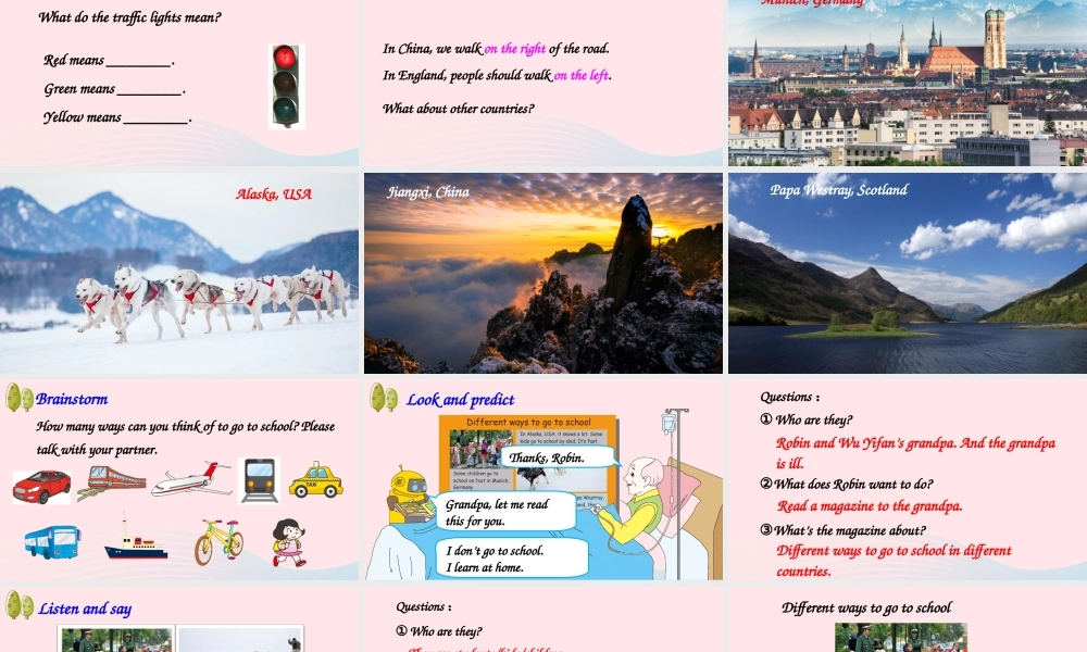 六年级英语上册 Unit 2 Ways to go to school Part B 第5课时上课课件+素材 人教PEP版