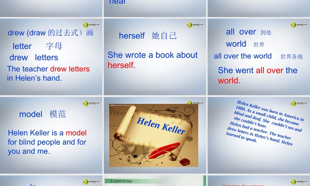 六年级英语下册 Module 8 Unit 1 Helen Keller课件 外研版（三起）