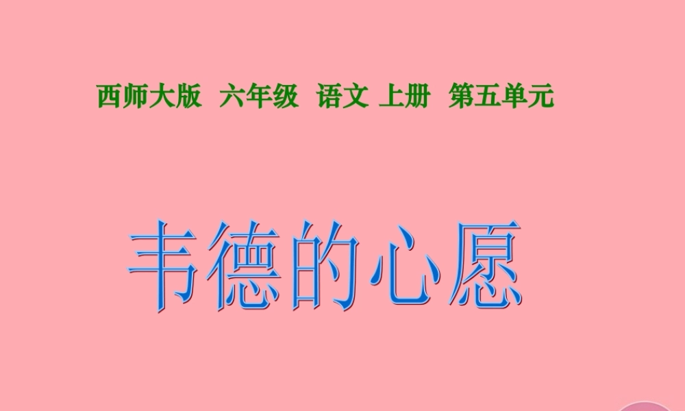 六年级语文上册 第19课 韦德的心愿课件3 西师大版-西师大版小学六年级上册语文课件