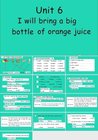 六年级英语上册 Unit 6 I will bring a big bottle of orange juice作业课件 湘少版-湘少版小学六年级上册英语课件
