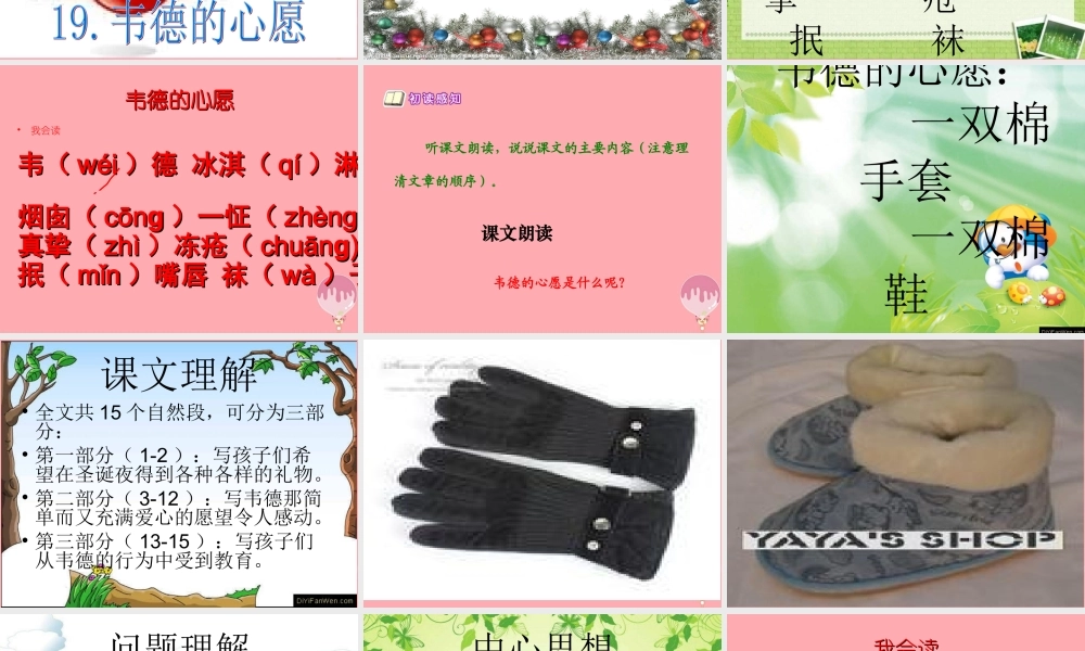 六年级语文上册 第19课 韦德的心愿课件5 西师大版-西师大版小学六年级上册语文课件