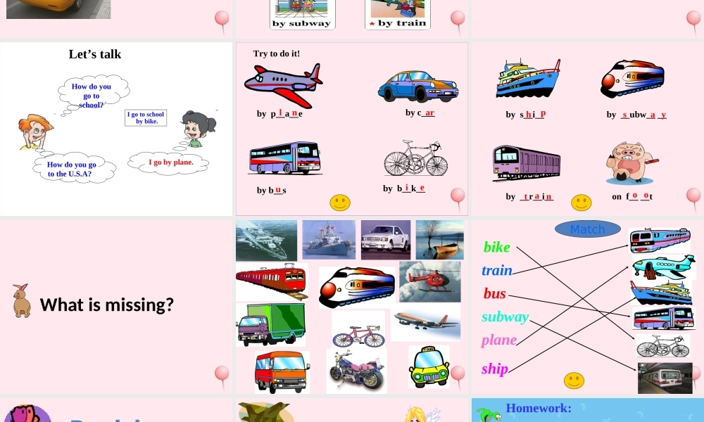 六年级英语上册 Unit 2 Ways to go to school（PartA lets learn）课件 人教PEP-人教PEP小学六年级上册英语课件