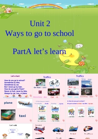 六年级英语上册 Unit 2 Ways to go to school（PartA lets learn）课件 人教PEP-人教PEP小学六年级上册英语课件