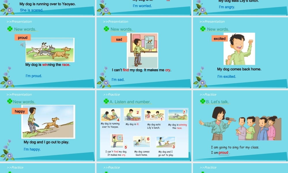 六年级英语上册 Unit 4 Feelings（Lesson 1）课件 人教新起点-人教新起点小学六年级上册英语课件