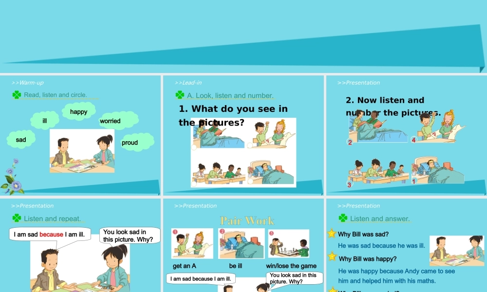 六年级英语上册 Unit 4 Feelings（Lesson 2）课件 人教新起点-人教新起点小学六年级上册英语课件