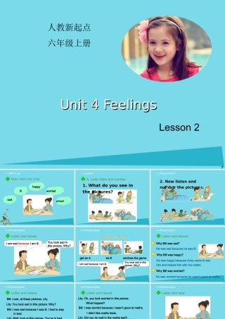 六年级英语上册 Unit 4 Feelings（Lesson 2）课件 人教新起点-人教新起点小学六年级上册英语课件