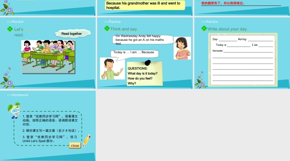 六年级英语上册 Unit 4 Feelings（Lesson 3）课件 人教新起点-人教新起点小学六年级上册英语课件