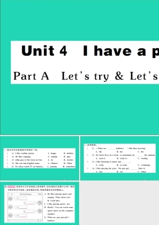 六年级英语上册 Unit 4 I have a pen pal Part A Let's try Let's talk作业课件 人教PEP-人教PEP小学六年级上册英语课件