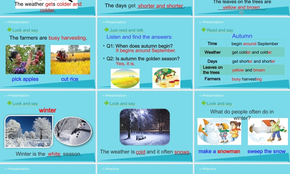 六年级英语上册 Unit 6 There are four seasons in a year（Lesson 35）教学课件 人教精通版-人教版小学六年级上册英语课件