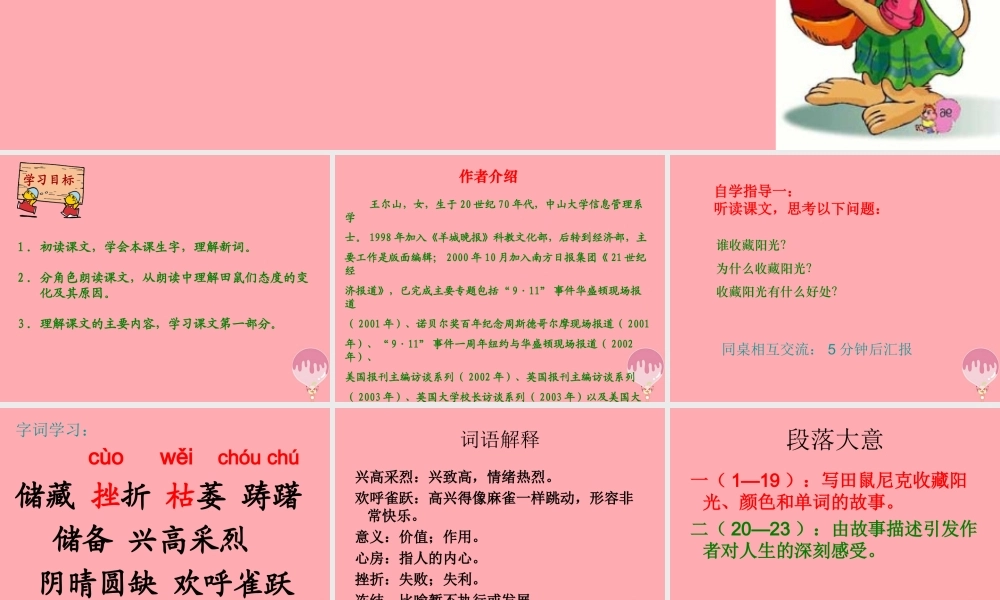 六年级语文上册 第22课 收藏阳光课件1 西师大版-西师大版小学六年级上册语文课件