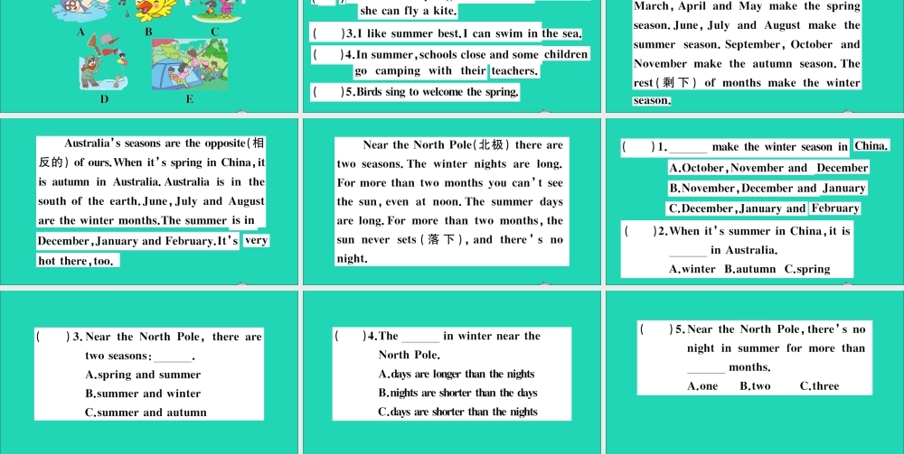 六年级英语上册 Unit 6 There are four seasons in a year检测课件+素材 人教精通版（三起）