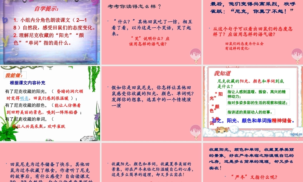 六年级语文上册 第22课 收藏阳光课件5 西师大版-西师大版小学六年级上册语文课件