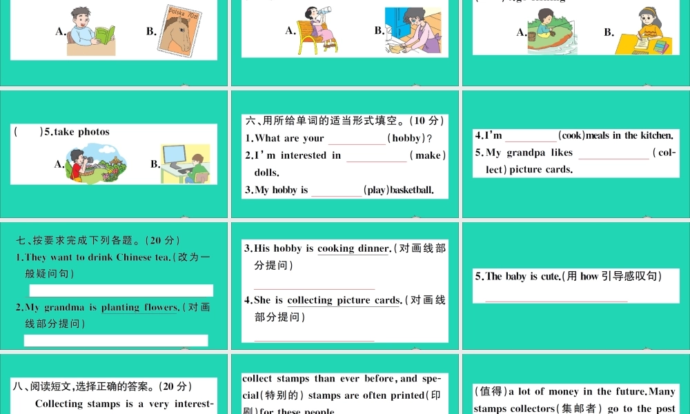 六年级英语上册 Unit 2 What's your hobby检测课件+素材 人教精通版（三起）