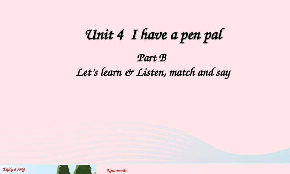 六年级英语上册 Unit 4 I have a pen pal Part B 第1课时备用课件+素材 人教PEP版