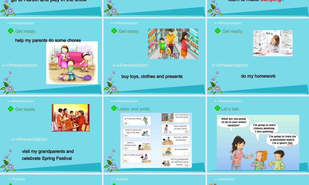 六年级英语上册 Unit 6 Winter Vacation（Lesson 1）课件 人教新起点-人教新起点小学六年级上册英语课件