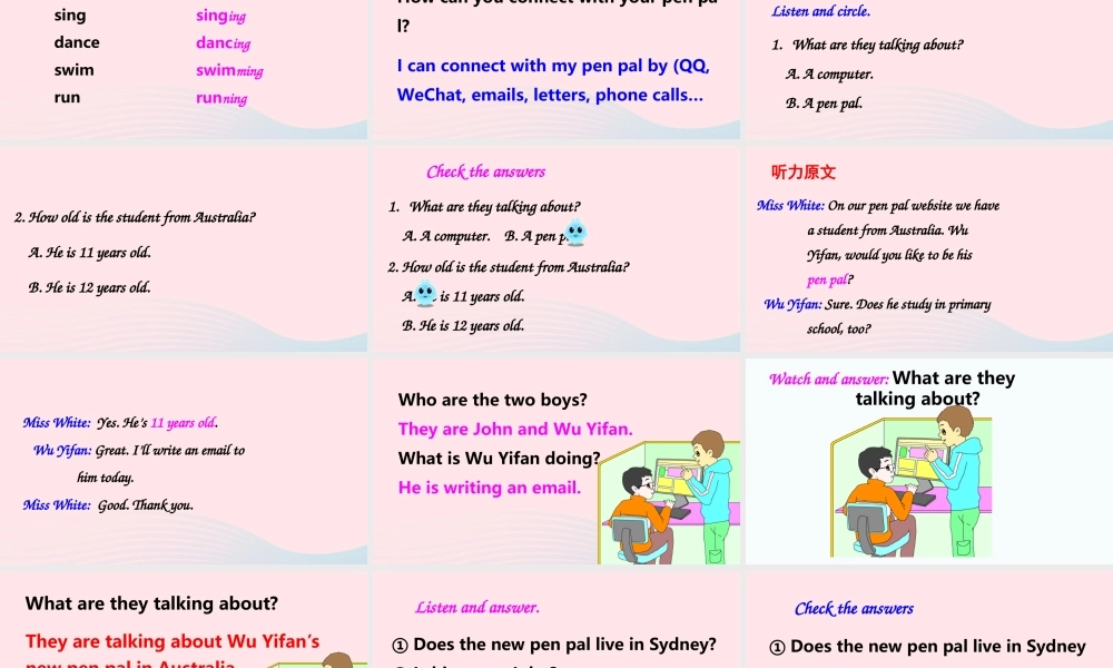 六年级英语上册 Unit 4 I have a pen pal Part B 第4课时上课课件+素材 人教PEP版