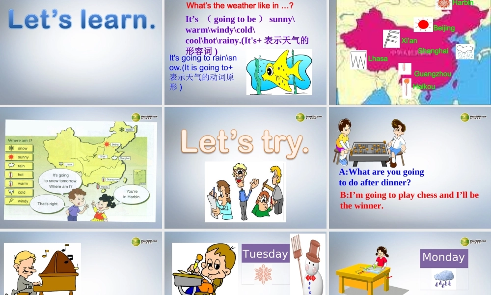 六年级英语下册 Module2 Unit 2 It`s going to snow in Harbin课件（2） 外研版