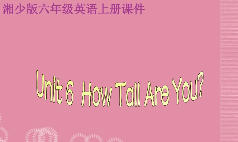 六年级英语上册 Unit 6（2）课件 湘少版