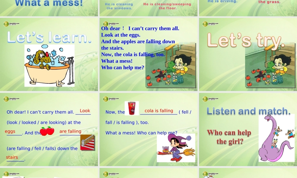 六年级英语下册 Module4 Unit 2 The apples are falling down the stairs课件 外研版