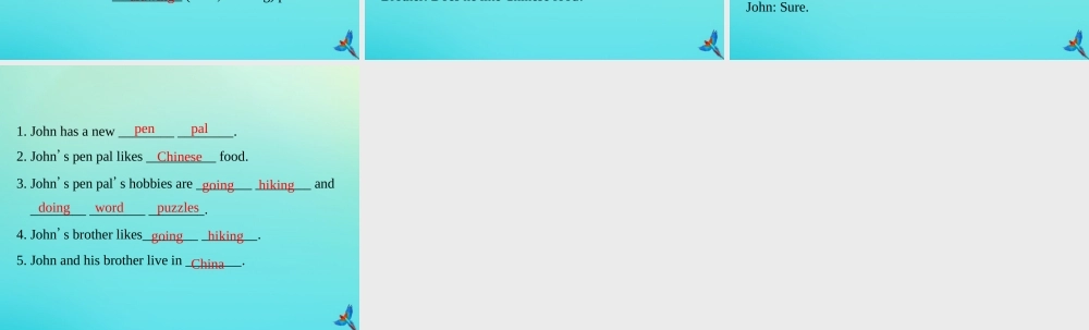 六年级英语上册 Unit 4 I have a pen pal Part B周末自主作业练习课件 人教PEP版-人教PEP小学六年级上册英语课件