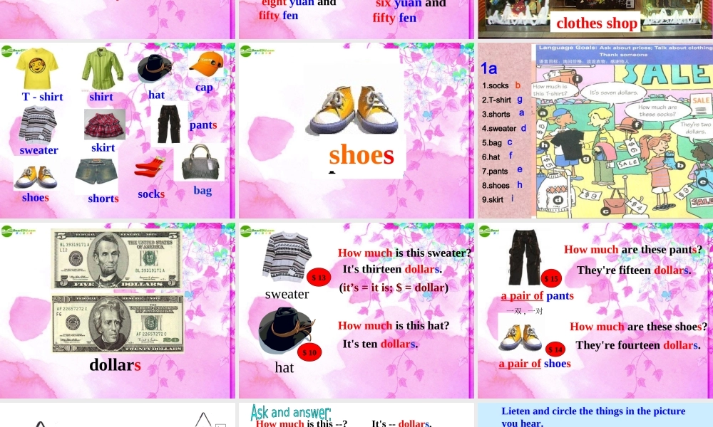 六年级英语上册 Unit 10 How much are these pants课件 鲁教版