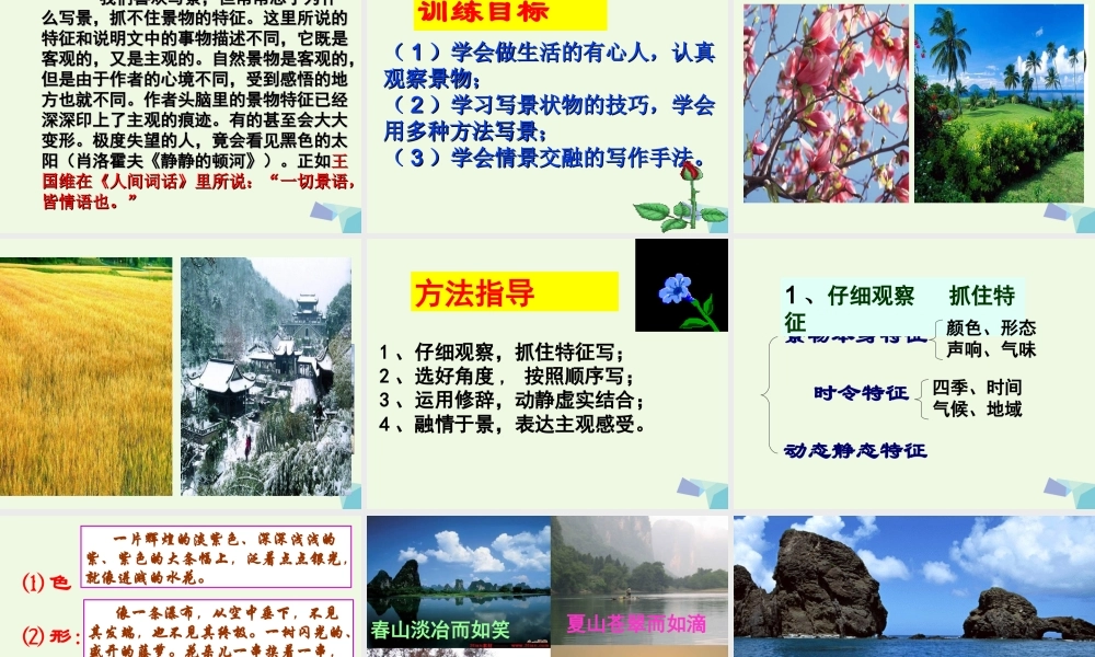 六年级语文上册 感受自然写作课件2 鲁教版-鲁教版小学六年级上册语文课件