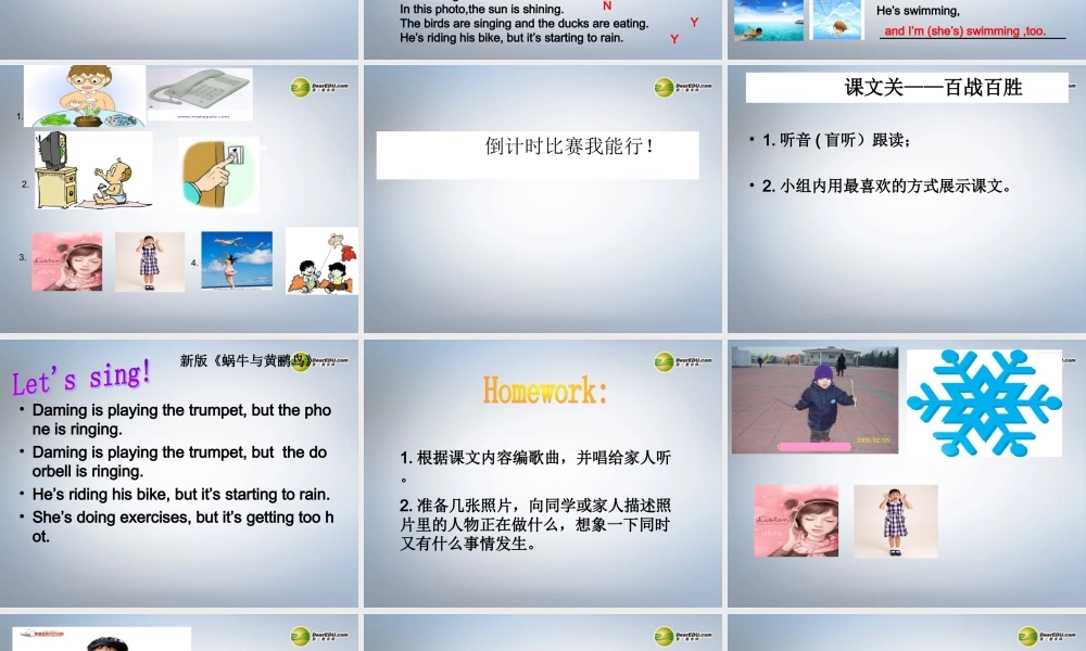 六年级英语下册 Module5 Unit 2 He`s riding his bike,but it`s startint to rain课件（2） 外研版