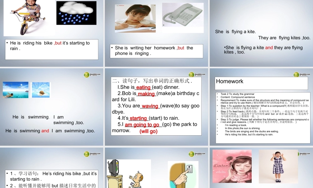六年级英语下册 Module5 Unit 2 He`s riding his bike,but it`s startint to rain课件（2） 外研版
